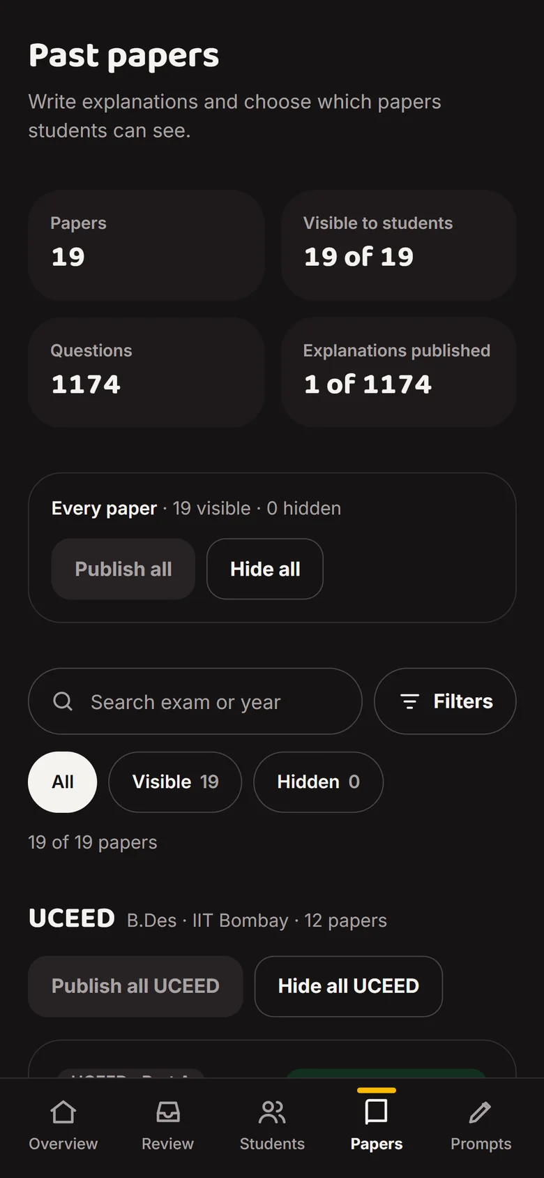 Admin past papers