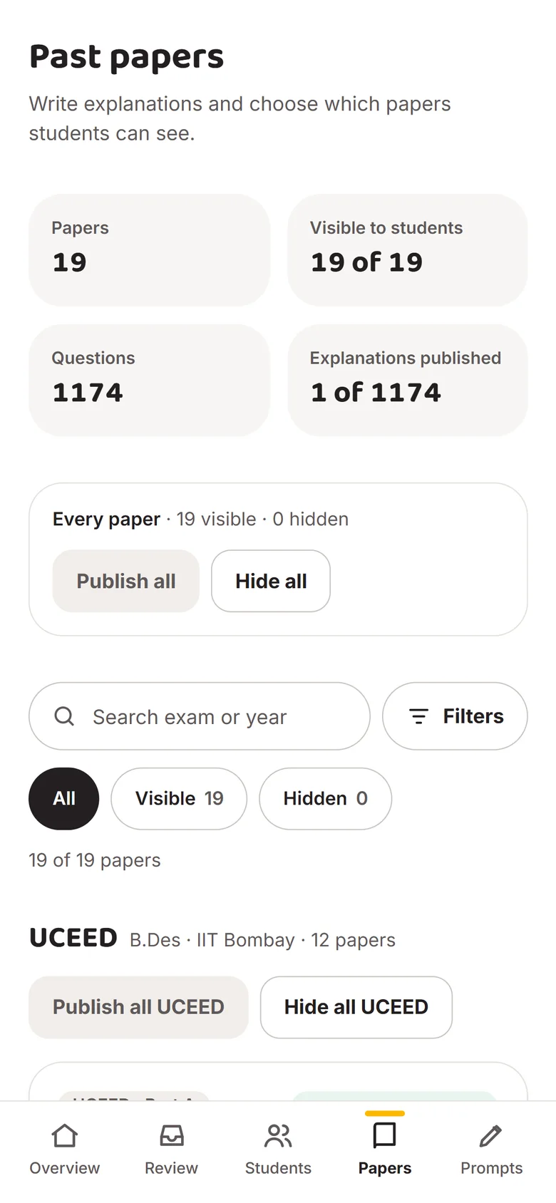 Admin past papers