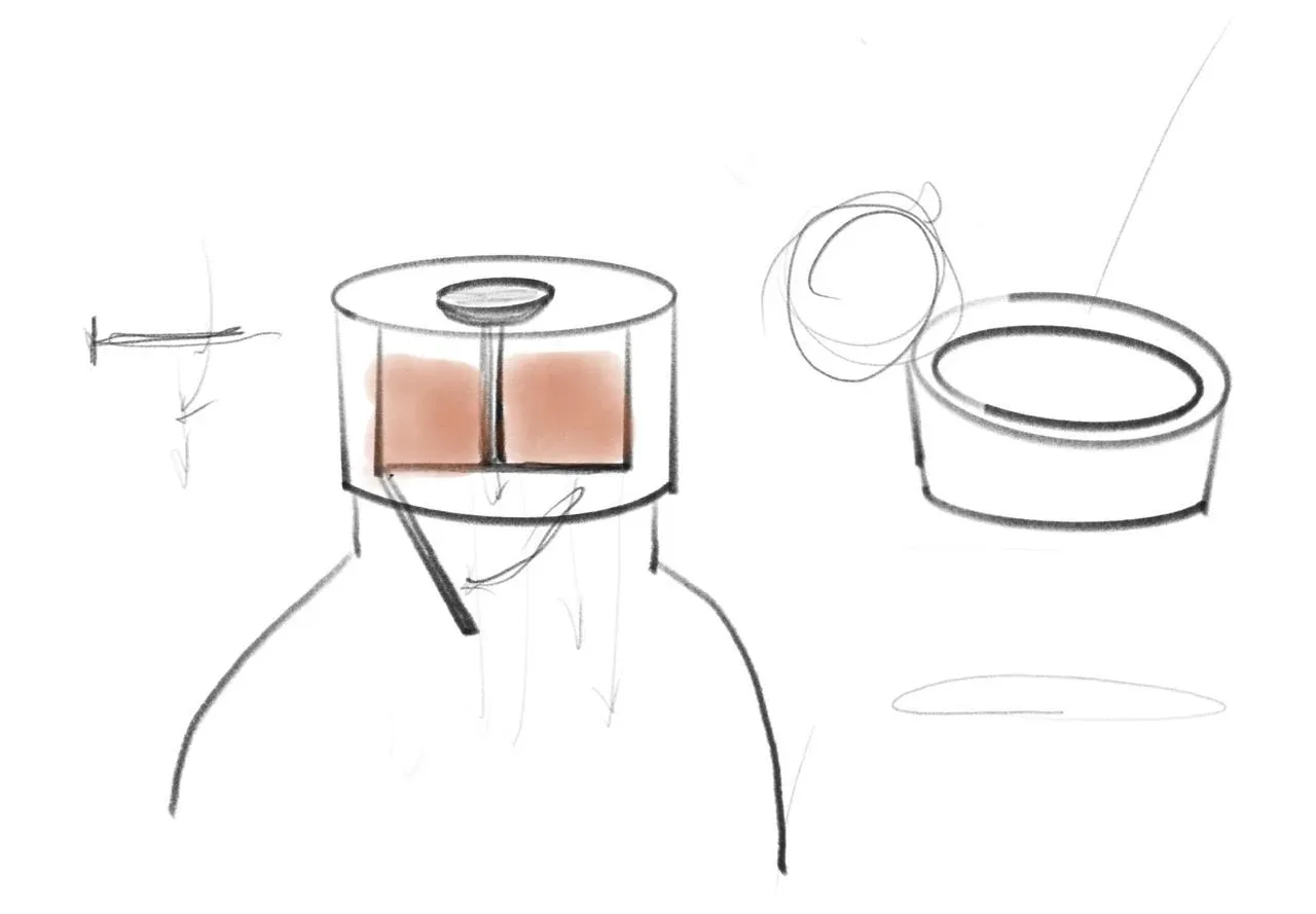 Concept sketch of the cap on a bottle