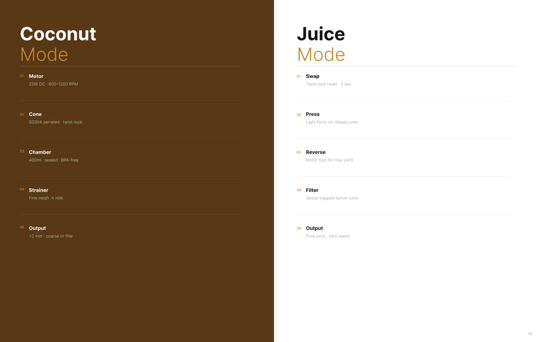 Coconut mode and juice mode, step by step