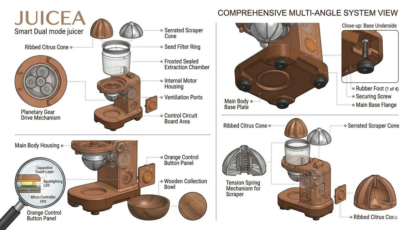Multi-angle views and component callouts