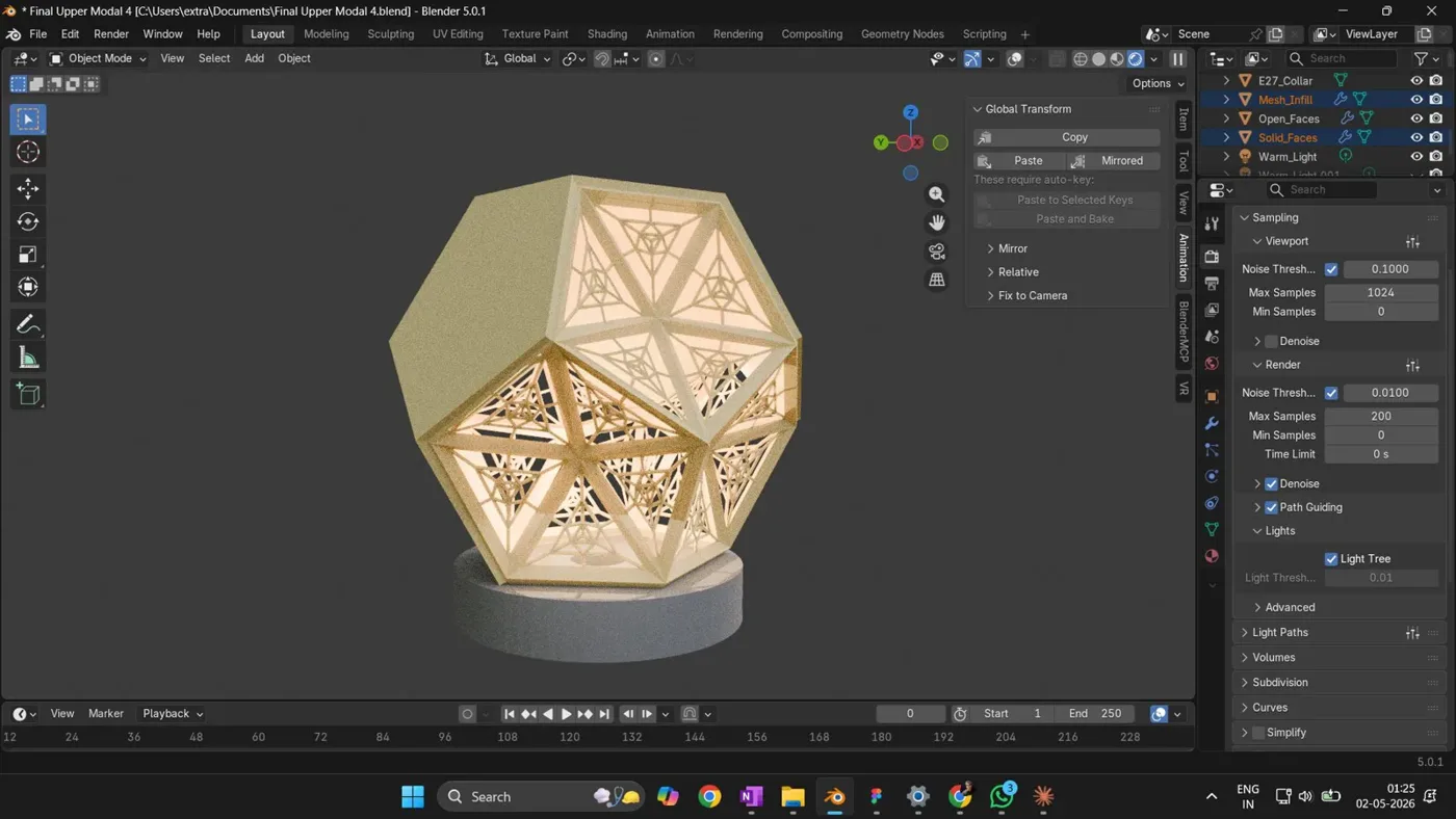 Blender model of the two-part shell