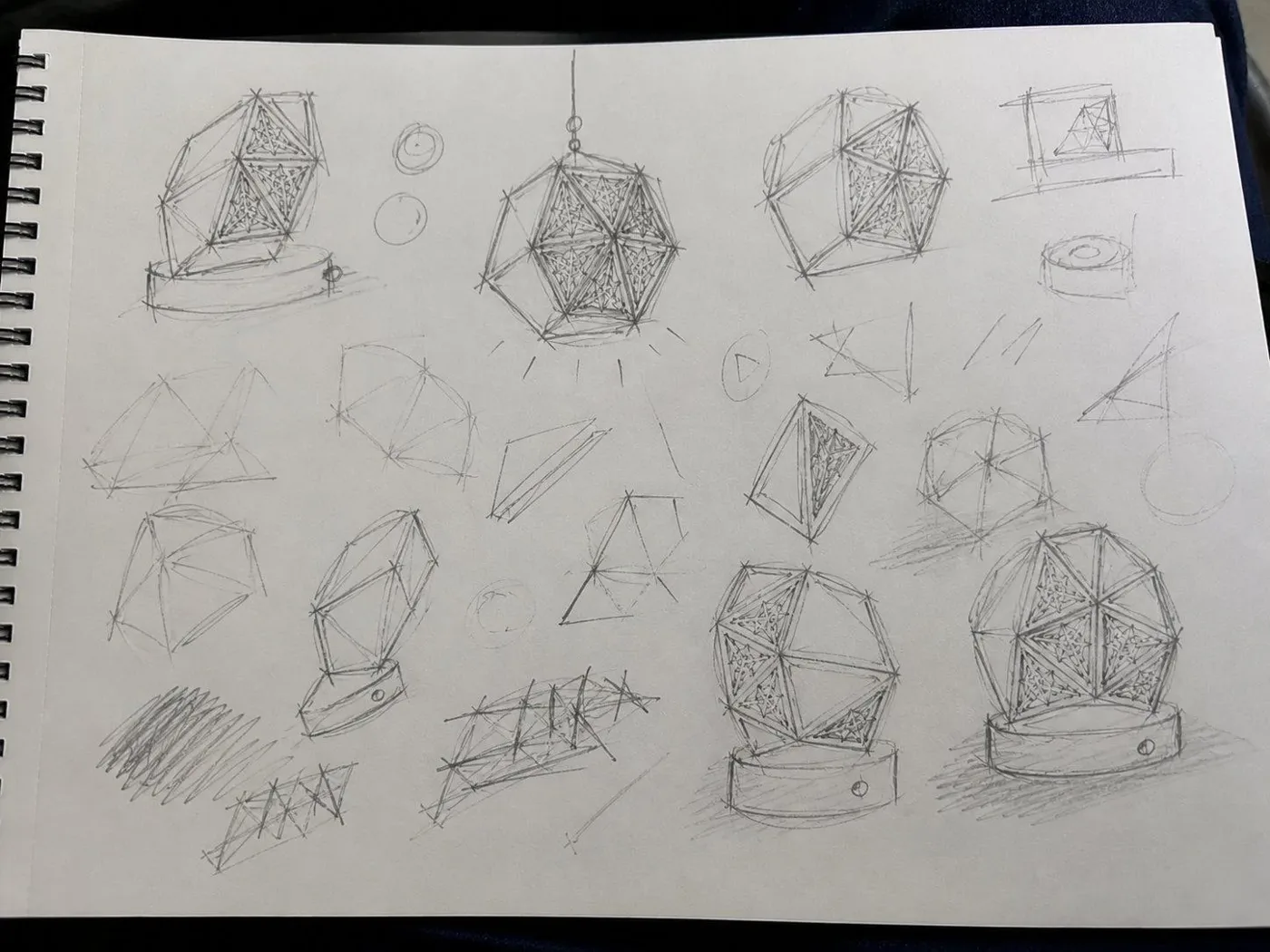 Ideation sketches of lamp configurations