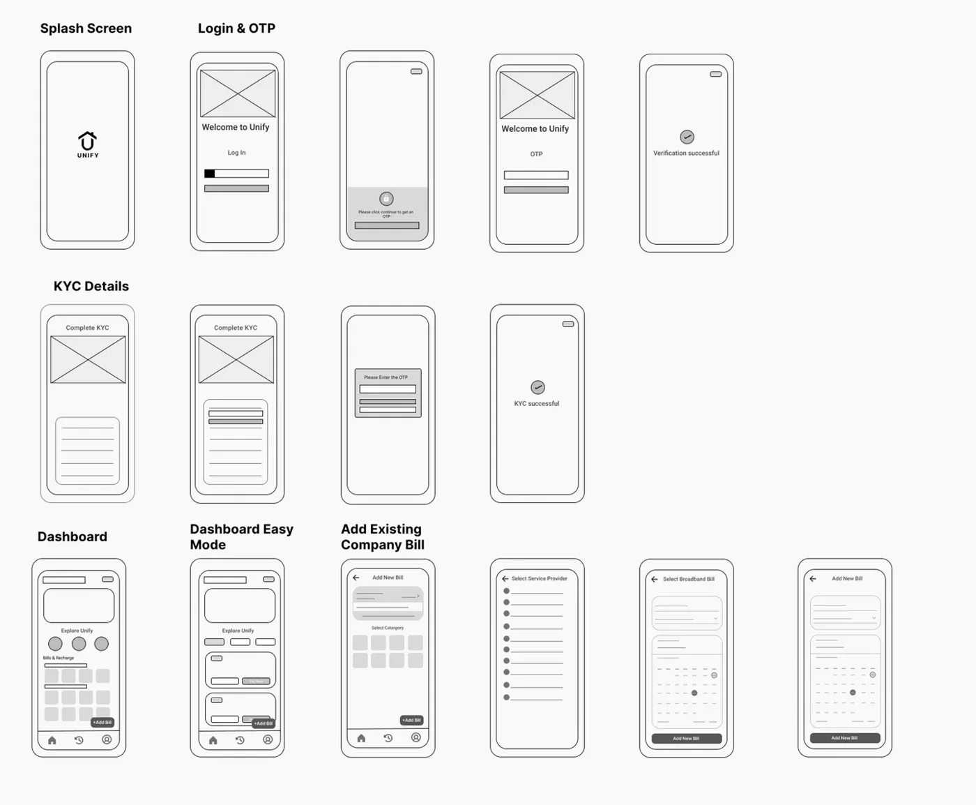 Low-fidelity wireframes